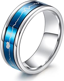 Spinning casais anel, moda rotativa titânio titanium anel para casais mulheres feminino bonito romântico jóias namorada presente,Blue,9