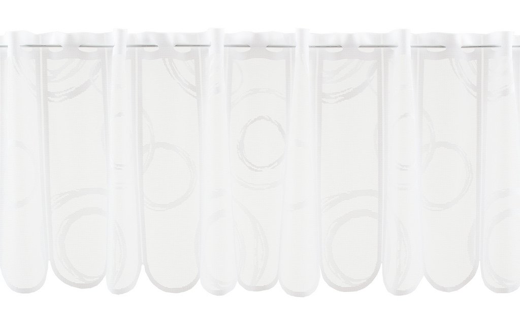 Rideau Brise-bise Blanc Motif Cercles – 120 X 55 Cm – Rideau De Cuisine Bistrot Style Moderne