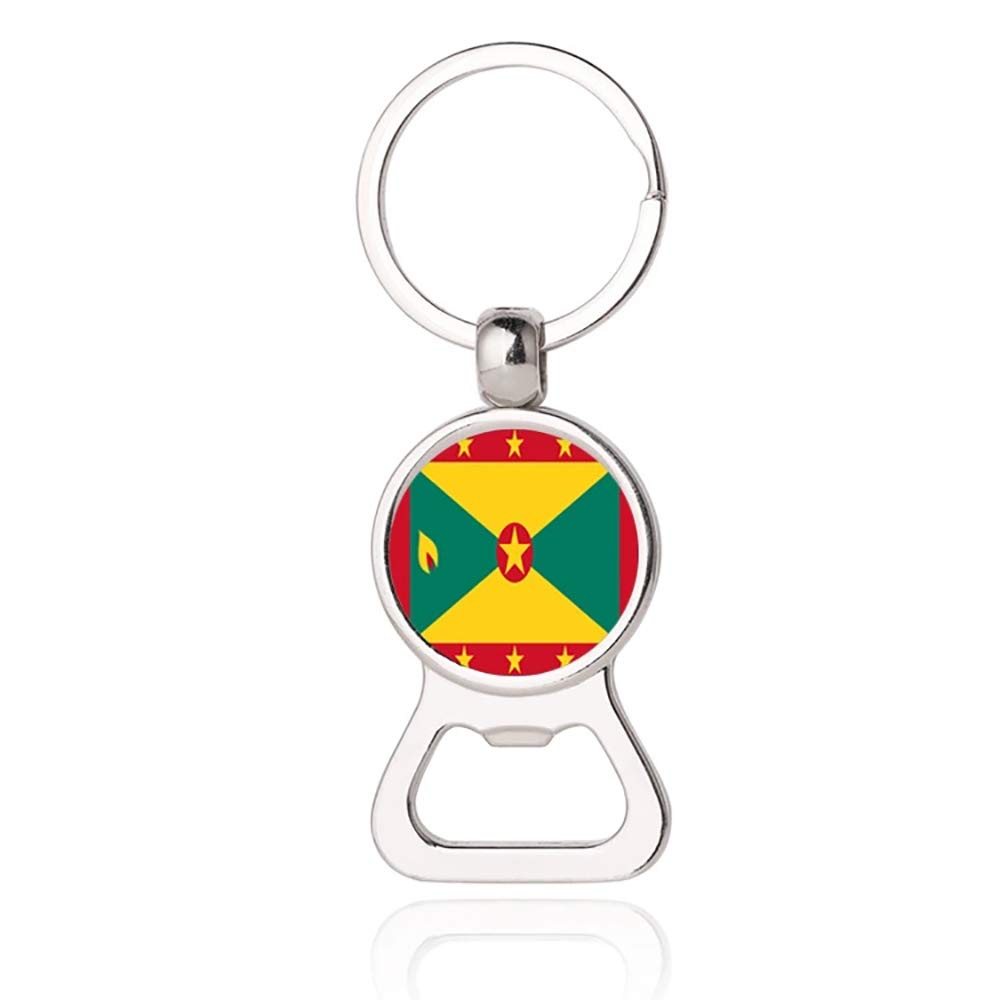 Grenada Flag Beer Bottle Opener Metal Glass Crystal Keychain Travel Souvenir Gift Keyring Accessories