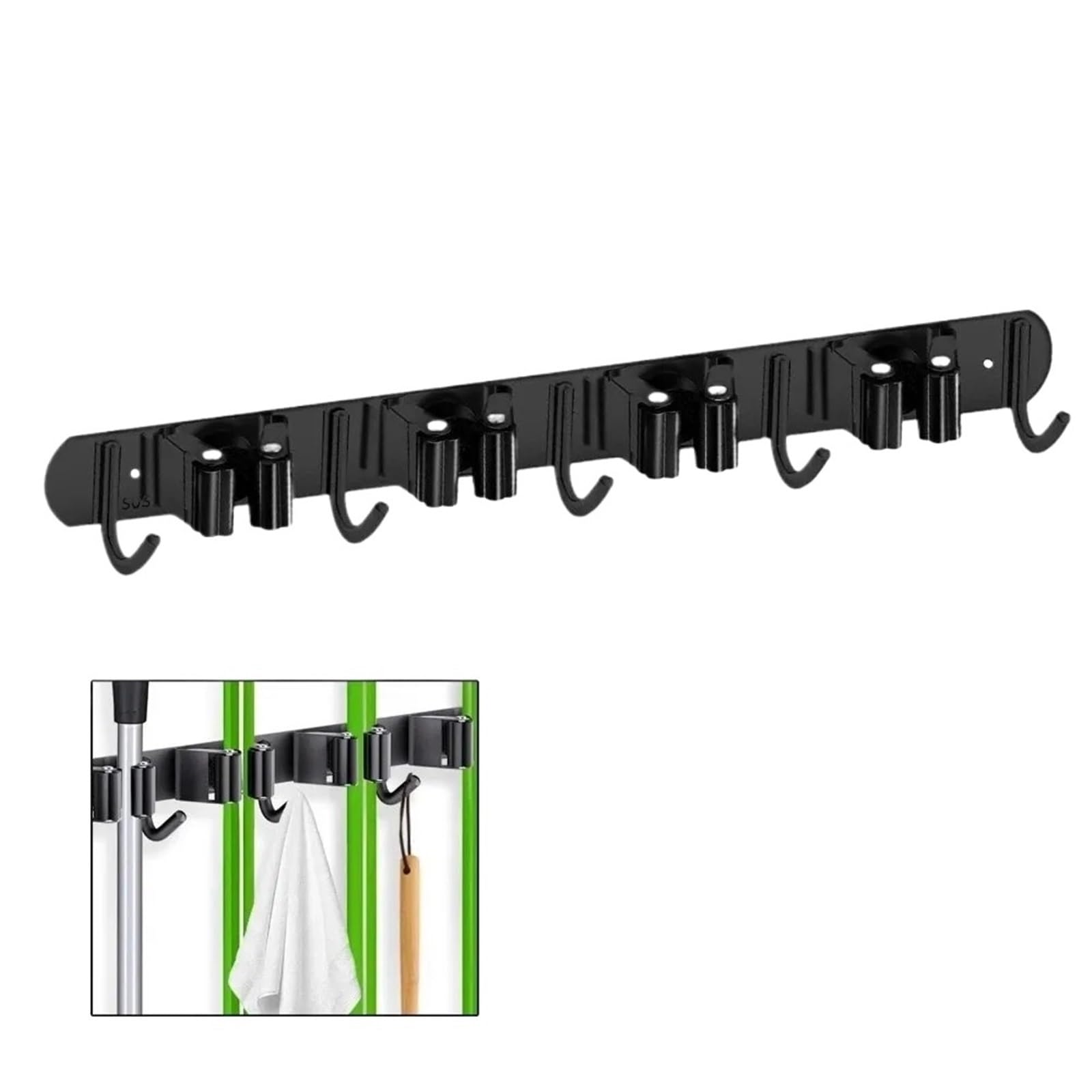 Porta Scope Parete Portautensili in metallo resistente, multifunzionale, salvaspazio, con 4 slot e 5 ganci per cucina