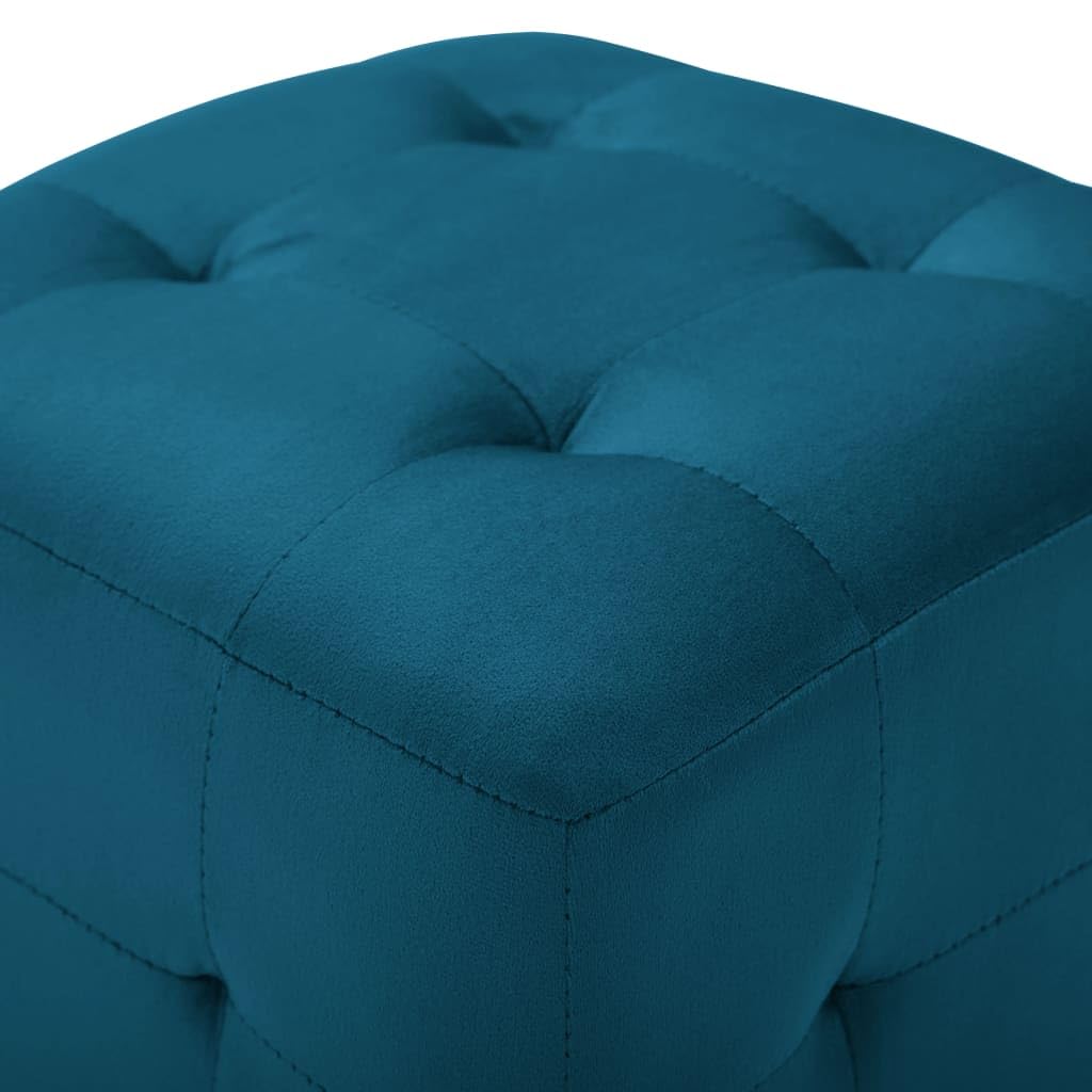 Pouf 2 pezzi, blu, 30 x 30 x 30 cm, in velluto imbottito, con struttura in legno, sgabello e poggiapiedi, per soggiorno, camera da letto, corridoio, comodo pouf e sgabello, pratico ripiano e