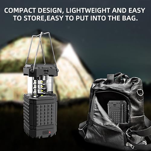 Lampe de tente rechargeable manivelle : éclairage suspendre autonome