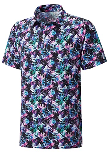 Men's Golf Polo Shirts Dry Fit Short Sleeve Print Performance Collared Polo Shirts Multicolor M