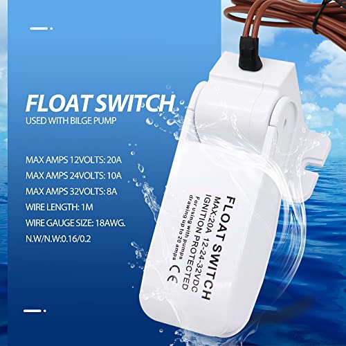AIRTAK Automatic Bilge Pump Floating Switch, DC 12V 24V, Floating Switch Bilge Switch Flow Sensor for Automatic Electric Water Pump - Thumbnail 3