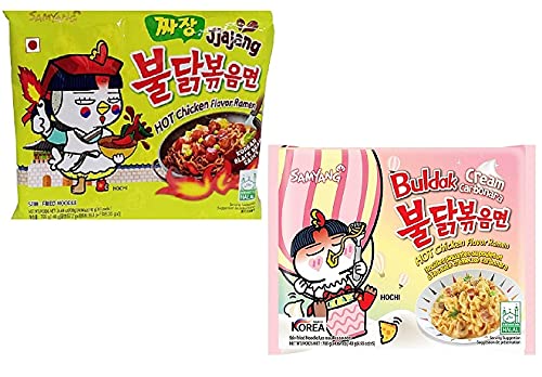Sam Yang Buldak Jijang Noodles & Buldak Cream Carbonora Instant Noodles (Pack of 2) (280 grams) (Imported) Instant Noodles Non-vegetarian (2 x 140 grams)(Combo Pack) (B09CK8RH71) Amazon Price History, Amazon Price Tracker