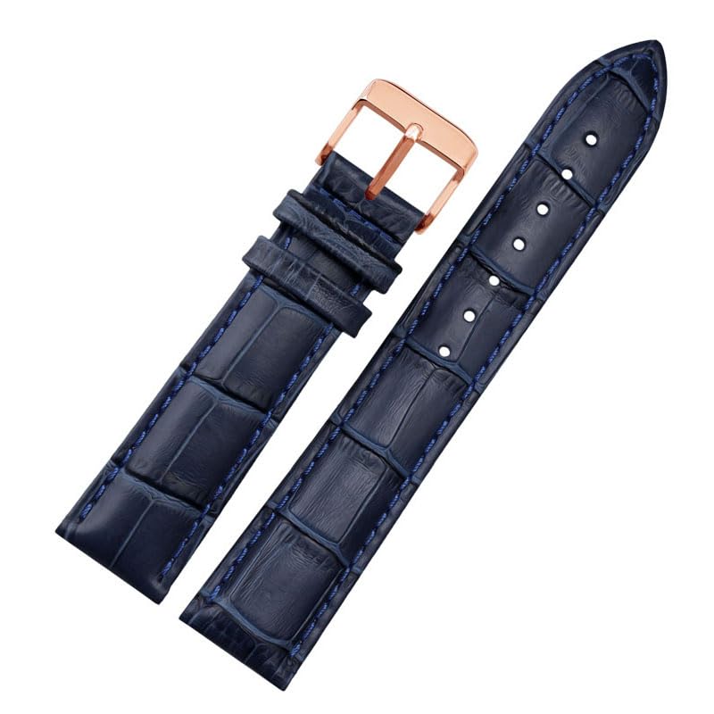 Bracelet en cuir véritable bleu de 12 à 23mm pour réparer votre montre usée