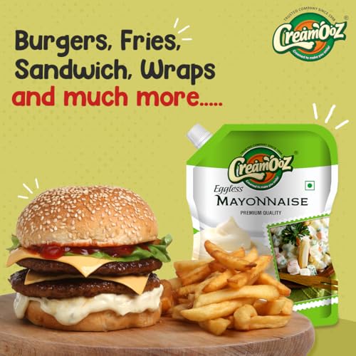Image of Creamooz Veg Mayonnaise 750g, Creamy Dip, Spread and Dunk Sauce for Pizza, Pasta, Burgers, Sandwiches, Wraps, Rolls, Hot Dogs, Momos & Fried Snacks, Multipurpose, Eggless Mayo, Pack of 1