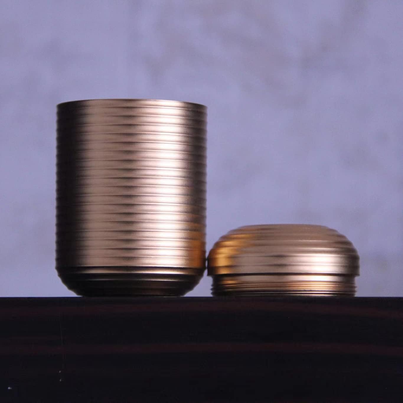 Mini Cremation Keepsake Urns for Human Ashes or Pet Ashes-Ripples - Aluminum-Memorial Funeral Urn for Sharing Ashes(Gold)