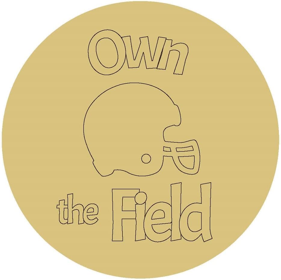 Own The Field Design by Lines Unfinished Wood Cutout Kids Room Football Door Hanger MDF Shape Canvas Style 1 Art 1 (6")