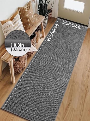 Alfombra pasillo larga LEKEEPGO gris de 64x240cm lavable 6