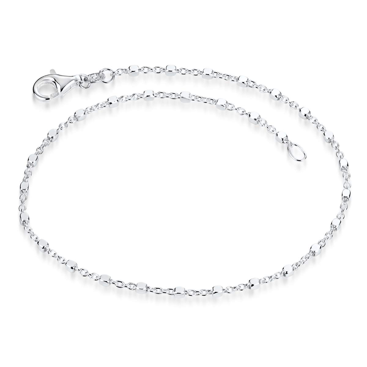 Materia SA-119 Bracciale Donna In Argento 925 - Catena A Cubetti Sottile - Made In Germany - 17-22 Cm