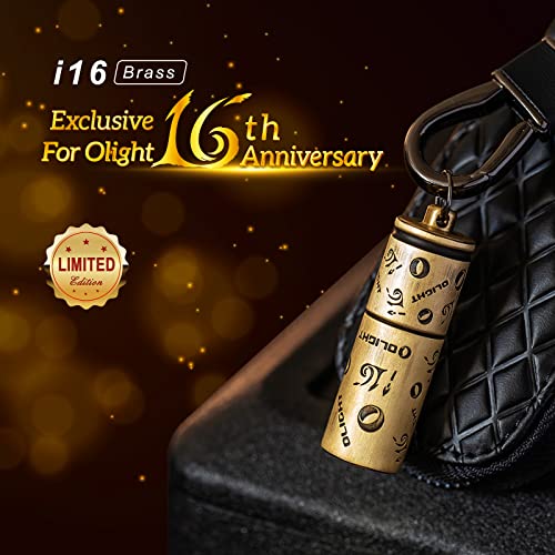 Olight I1R 2 Pro-I16 Eos 180 Lumens Edc Rechargeable Keychain Flashlight, Powered By Built-In Rechargeable Battery With Type-C Usb Cable, Slim Mini Handheld Light For Everyday Carry(Brass) #TOP1