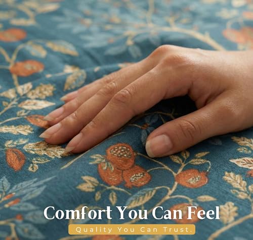 Image of VAS COLLECTIONS 160 TC Cloud Cotton Double Bed Cotton Bedsheet Set (228x254 cm) with 2 Pillow Covers | Soft, Breathable Floral Printed Bedding for Bedroom, Home & Hotel (Royal Teal Print)