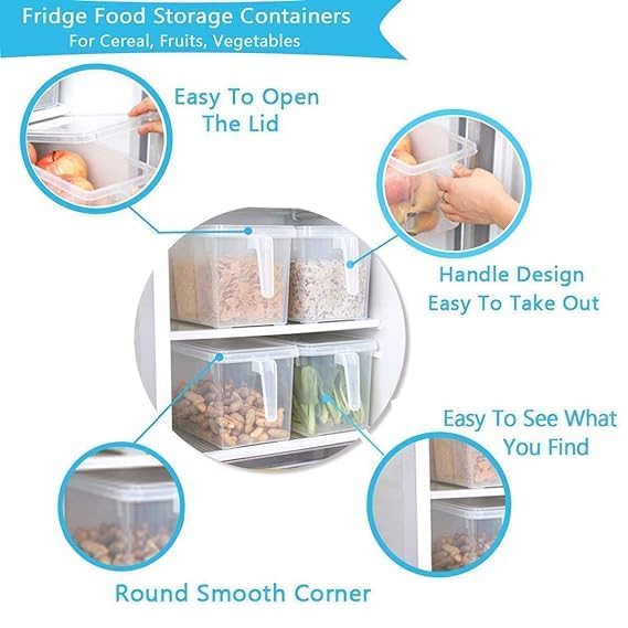 Image of LEMBOSE Fridge Storage Boxes, Fridge Organizer For Kitchen Plastic Containers For Kitchen Storage Food Storage Containers with Handle with Lid (5 Liter) (Pack Of 1)