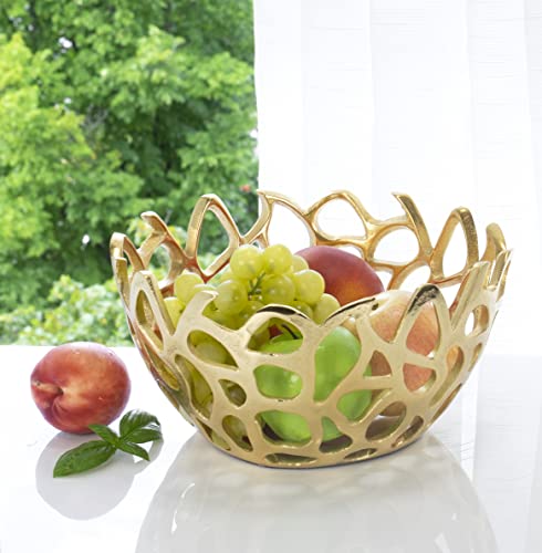 Red Co. 10” Decorative Round Aluminum Golden Branch Reef Centerpiece Bowl #TOP3