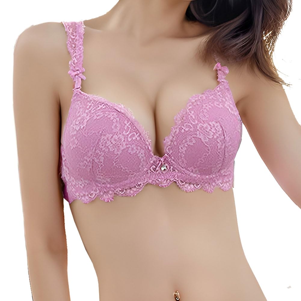 varsmissWomen’s Lace Push Up Bra Padded Comfort Underwire Support Plunge Bra