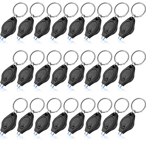 24 Pack Mini LED Keychain Flashlight LED Key-Ring Light Torch Ultra Bright Key-Ring Light Lamp for Camping Outdoor Equipment, Batteries Included, Black