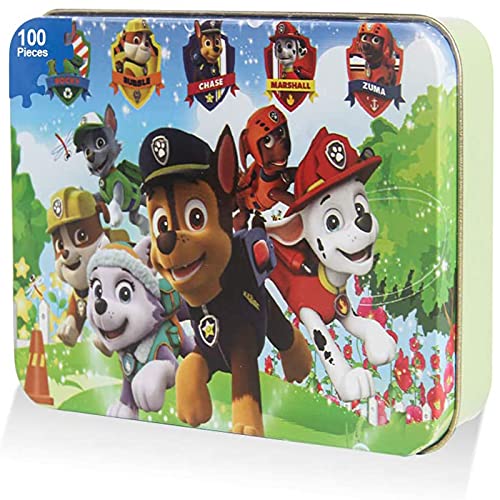 100 Piece Puzzles for Kids Ages 4-8 Dog Jigsaw Puzzles for Boys and Girls Children Learning Educational Puzzles in Metal Box