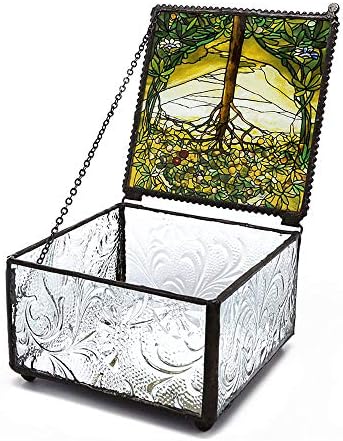 YTC Tiffany Tree of Life Glass Jewelry Trinket Box image 4