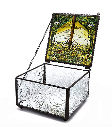 Ytc Tiffany Tree Of Life Glass Jewelry Trinket Box #TOP1