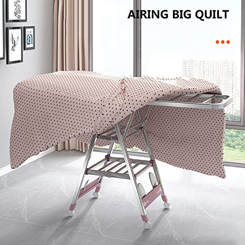 Este tendedero de Ropa de Interior con Ruedas, tendedero Plegable de Interior con alas Ajustables en Altura, tendedero Plegable Independiente para Interiores y Exteriores, 1,7 m