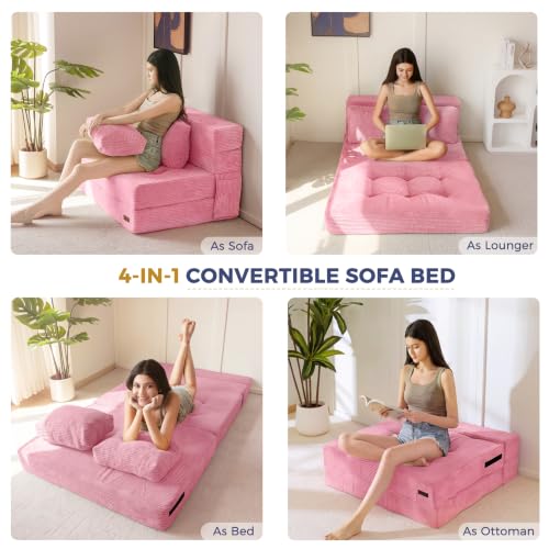Image of MAXYOYO Convertible Sofa Bed, Fold Out Sofa Couch with Pillow for Adults