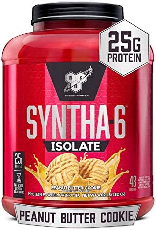 BSN SYNTHA-6 Isolate Protein Powder, Peanut Butter Protein Powder with Whey Protein Isolate, Milk Protein Isolate, Flavor: Peanut Butter Cookie, 48 Servings