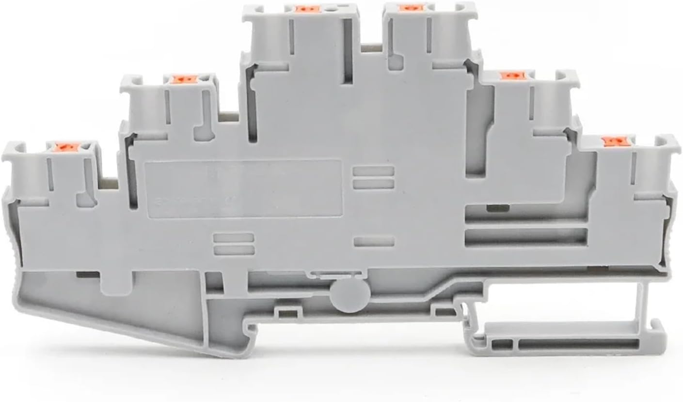 50Pcs DIN Rail Terminal Block PT 2.5-3L, 2.5mm² 3-Level Spring Clamp Compact Connector for Sensor/Actuator Electrical Wiring(PT 2.5-3L-BLUE)