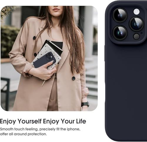 Image of mobistyle Designed for iPhone 16 Pro | Soft Liquid Silicone Slim Protective with Microfiber Lining | Phone Back Cover Case for iPhone 16 Pro (Liquid Silicone Black)