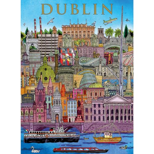 Gibsons Dublin Cityscape Rompecabezas de 500 piezas para adultos y adolescentes – Lugares emblemáticos coloridos de Irlanda – Piezas gruesas premium sustentables para fans de viajes miniatura 4