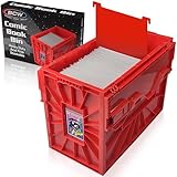 BCW Short Comic Book Bin | Holds 150 Comics | Stackable Plastic Storage | Acid-Free Organizer | Red, Single