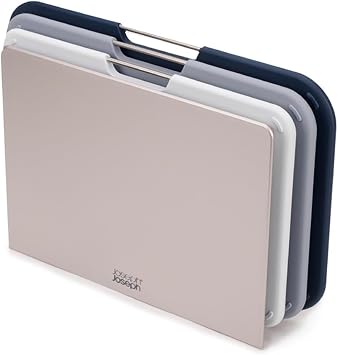 Joseph Joseph Nest 3 Piece Color Coded Cutting Board Set With Storage Stand, Regular - Grey/Blue