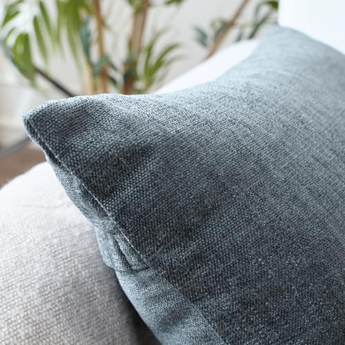Image of Encasa XO Thick Chenille Throw Pillow Covers Set of 1 | Denim - (20 inchx20 inch) (50x50 cm) | Decorative Accent Square Throw Pillow Cases for Couch, Home Decor, Sofa