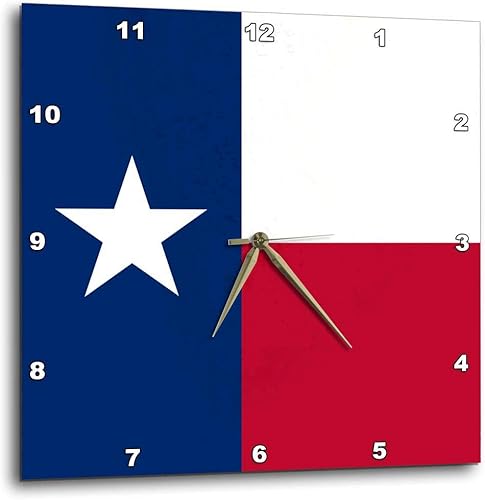 3dRose DPP_158447_1 Reloj de pared con bandera de Texas TX Estados Unidos Estados Unidos de América Estados Unidos de América azul, rojo y blanco,