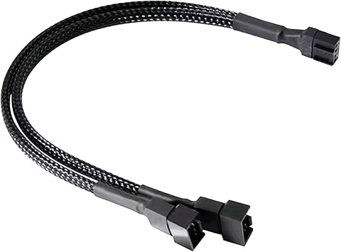 PWM Power Cable Fan Extension Cable 27cm 2 Splitter Cable 1 3 Pin and 1 4 Pin for PC Case Fan Upgrade 4 Pin 3 Pin PC Fan Adapter Black