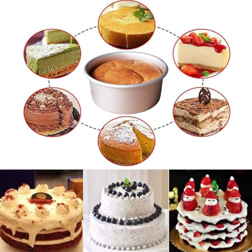 LGWJHCY Lot de 2 moules à gâteau, ronds, de 10,2 cm, avec fond amovible, en aluminium anodisé, antiadhésif, avec fond amovible – vue 7