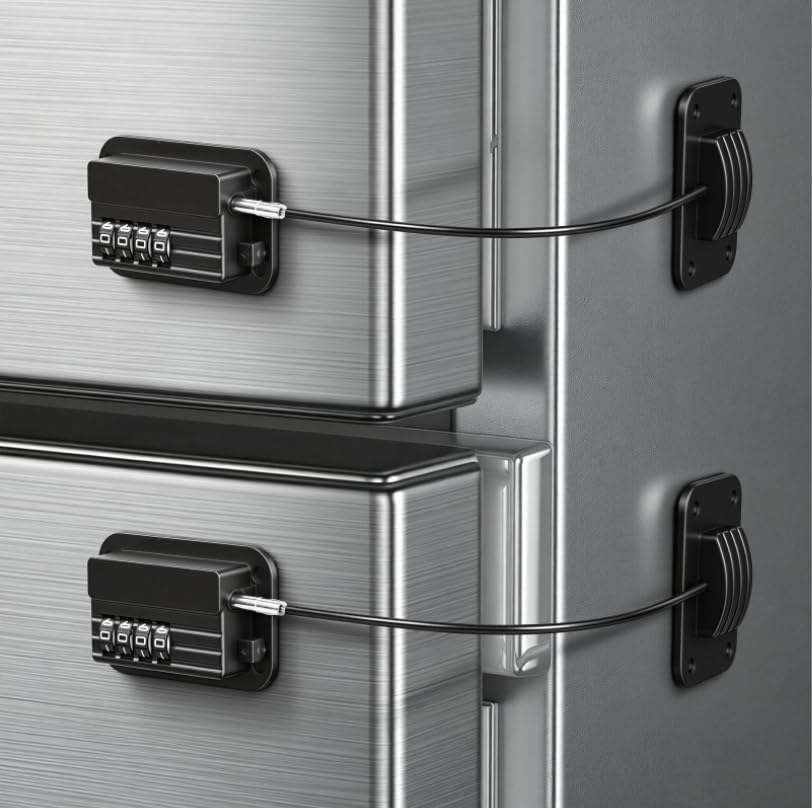 AYESY Refrigerator Locks with Password, 2 Pack Fridge Door Locks for Kids Baby Safety, No Drilling Child Cupboard Lock for Kitchen Refrigerator, Cabinets, Drawers, Windows, Black