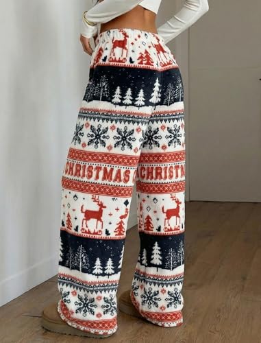 Image of ZAFUL Women's Fuzzy Plush Pajama Pants Wide Leg Pj Bottoms Lounge Pants | Soft Fluffy Sleep Pants Drawstring Elastic Waist Teddy Pjs for Women No Pockets