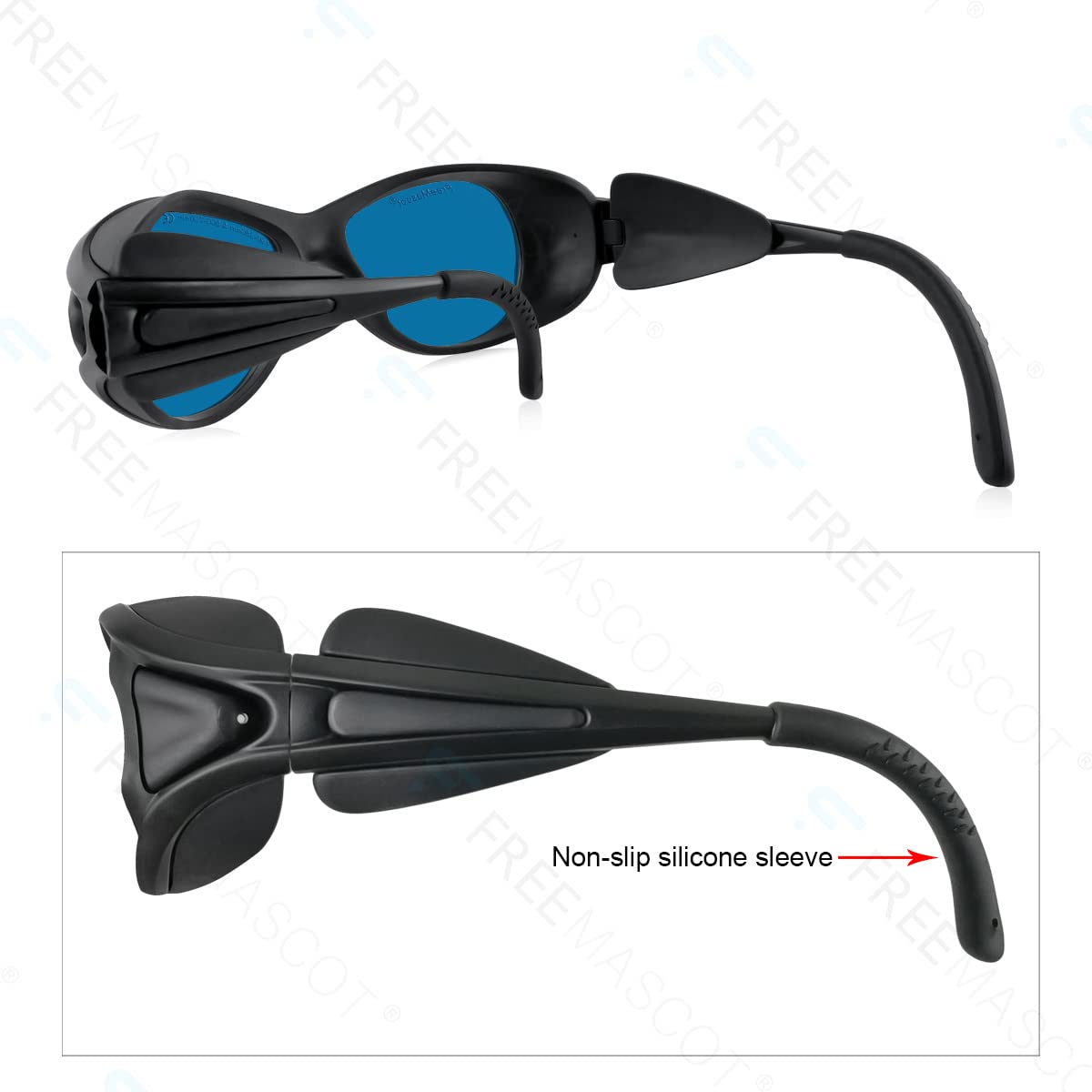FREEMASCOT Lunettes de protection laser professionnelles OD 6+ 190 nm 380 nm 600 nm 700 nm Longueur d'onde Violet/rouge pour 365 nm 635 nm 638 nm 650 nm