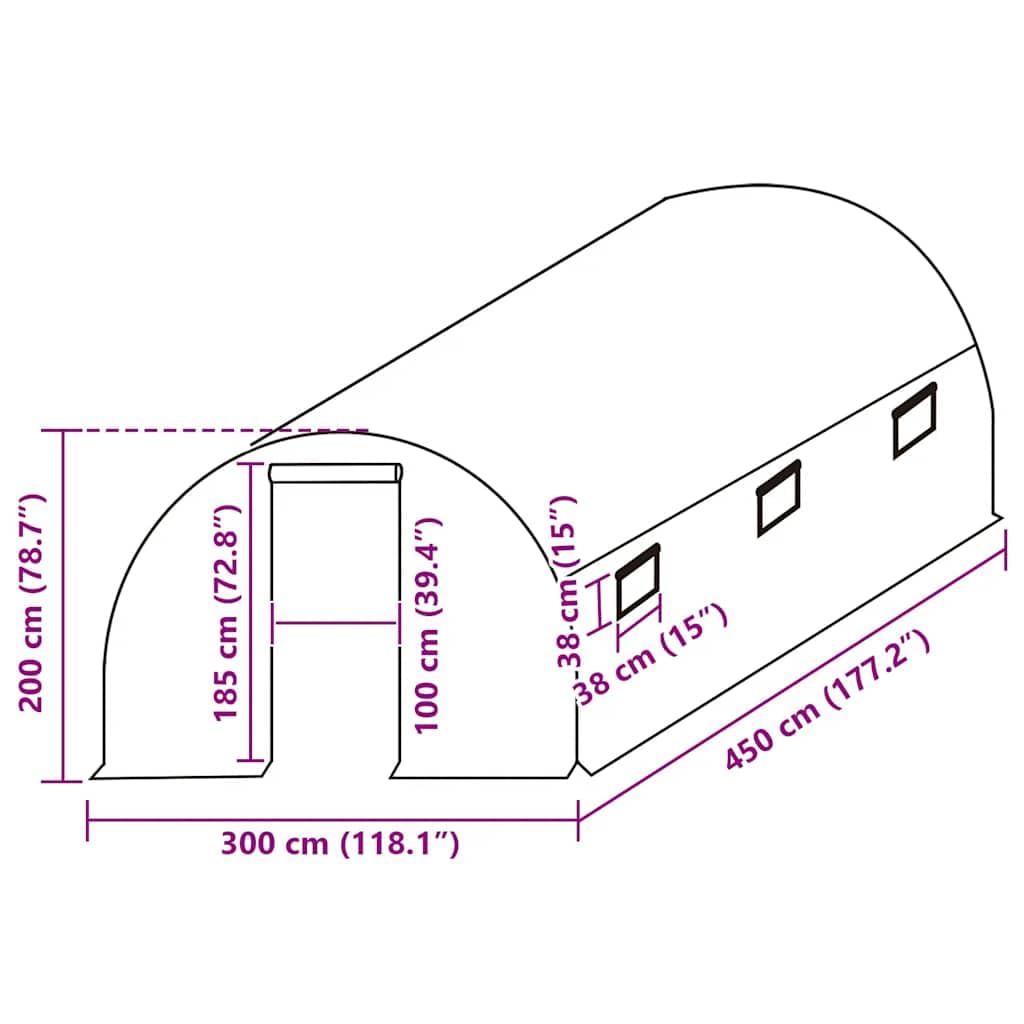 Cubierta de repuesto (13,5 m²), 3 x 4,5 x 2 m, transparente para invernadero de exterior