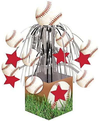 Creative Converting Sports Fanatic Baseball Centerpiece with Mini Cascade and Base, White
