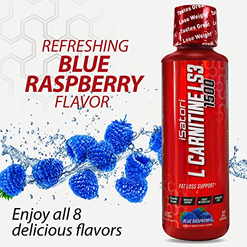 Isatori L-Carnitine Ls3 Concentrated Liquid Metabolic Enhancer And Energy Booster - Health And Fitness - Keto Friendly - Stimulant Free - Blue Raspberry 1500Mg (32 Servings) #TOP5