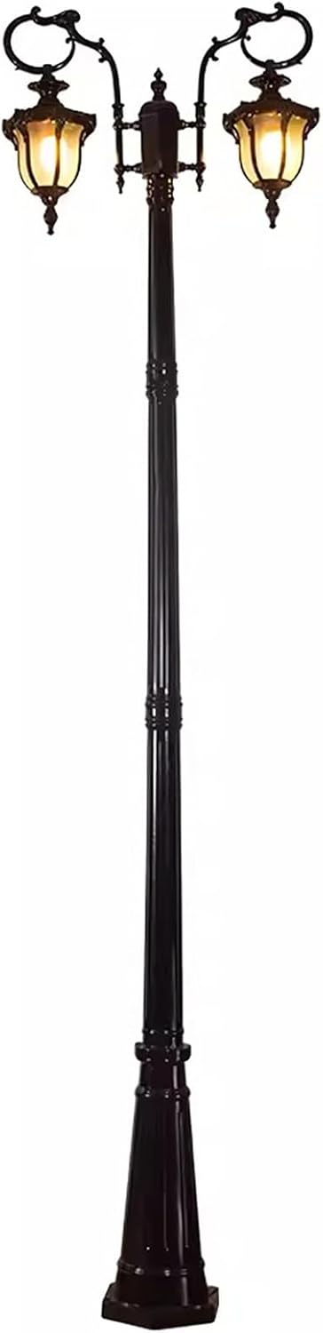 DOSSAE Lamp Posts Outdoor Lighting,Decorative Floor Lamp Vintage,Black Pole Lights for Outside Aluminum Anti-Rust,with Clear Glass Panels - Black,Outside Lighting for Driveway. (Color : Black)