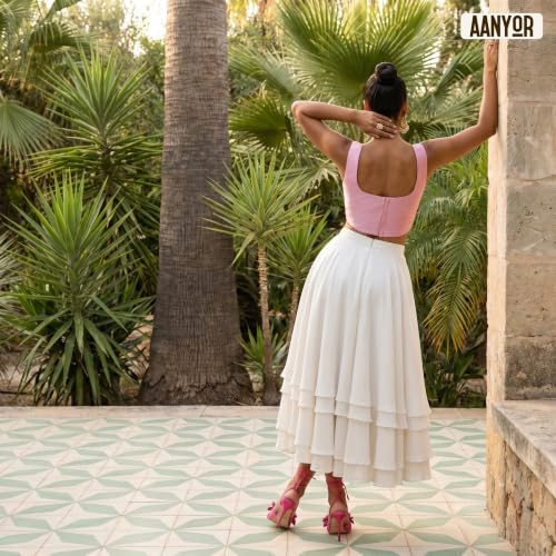 Image of Women's Corset-Style Raw Silk Crop Top | Structured Sleeveless Blouse with Built-in Padding & Back-Open Closure | Doubles as Western Top & Saree Blouse