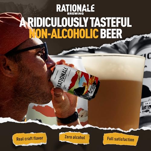 Rationale Brewing Non Alcoholic Hazy IPA - 6 x 12oz Cans - Premium Craft Beverage, Low Calorie, Zero- Alcohol Can Alternative - Award Winning Non-Alcoholic Drinks