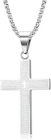 MERTTURM Collar de Cruz para Hombre, Colgantes Cruz Crucifijo, Regalo de Joyería, Acero Inoxidable Cadenas Hombre 60cm, Negro Plateado(Resistente a la Decoloración y al Sudor)