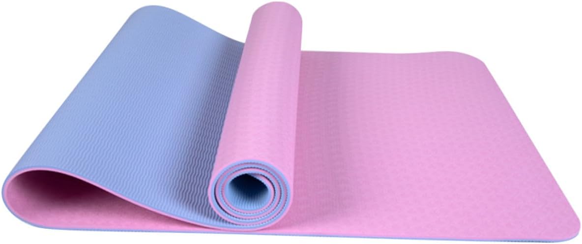Tpe Yoga Mat Anti-slip Fitness Mat for Pilates Hot Yoga Aerobics Lightweight Portable Exercise in Pink and Blue