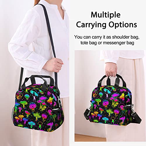 Vielegeld Mushroom Lunch Bag, Reusable Lunch Box Insulated Meal Tote For Kids Women Men Cooler Bag With Shoulder Strap, Durable Lunch Tote For Work School Picnic, Colorful Mush #TOP5