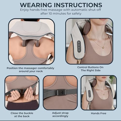 Image of Robustt Neck and Back Massager with Heating Mode, Massager for Body Aches and Pains Relief, Electric Wearable 6D Cervical Neck Massage Machine for Deep Tissue Neck, Back, Waist and Legs - Grey