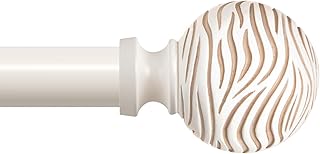 White Curtain Rods for Windows 36 to 88:Imitation Wood Grain Coastal Heavy Duty Adjustable Curtain Rod,Farmhouse Boho Rustic Decorative Wooden Drapery Rods for Bedroom Living Room,Antique White